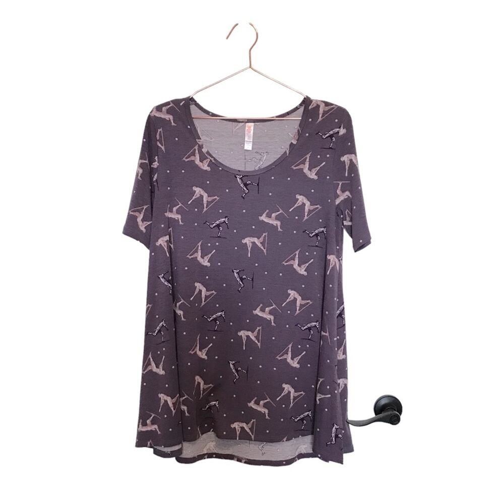 LuLaRoe Perfect T Purple Baseball Print - Size Medium